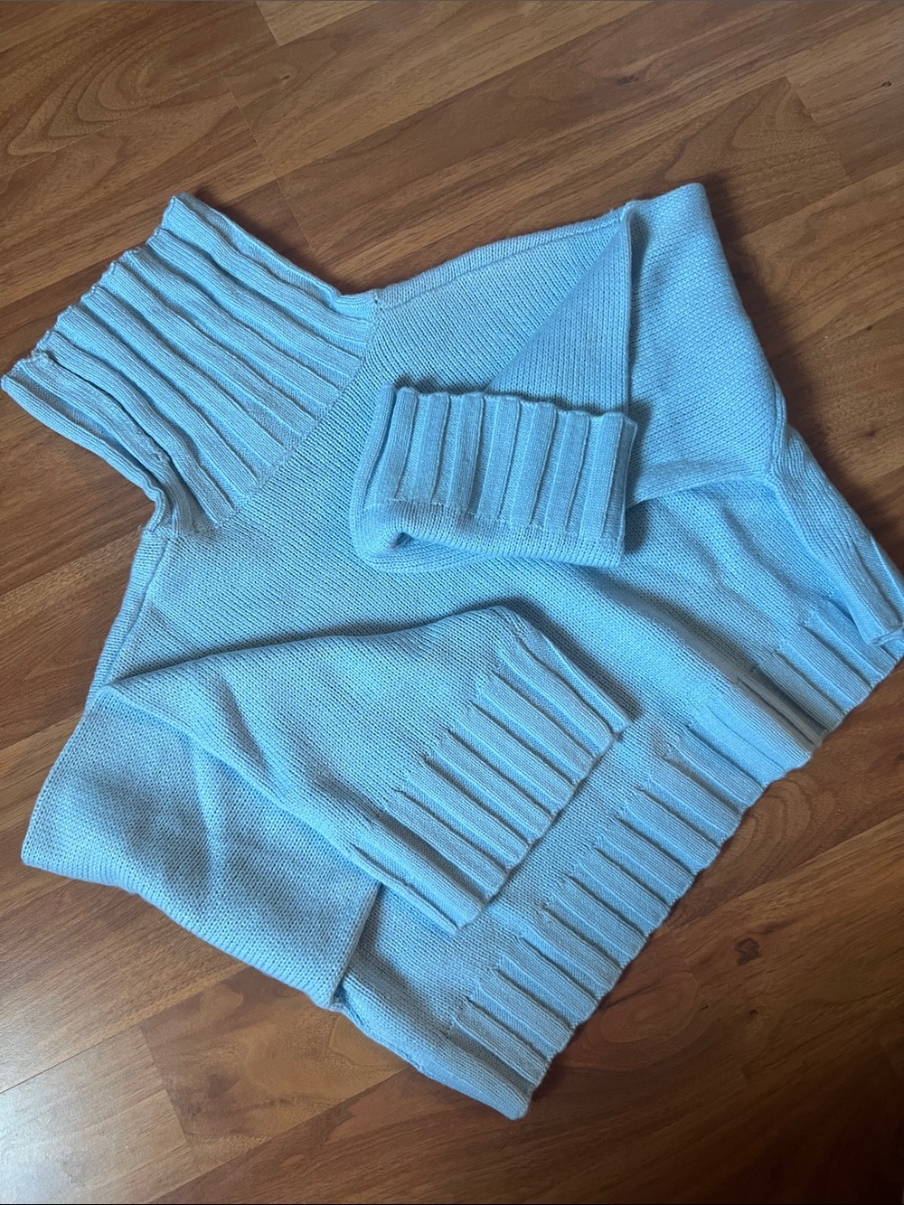 Divided Light Blue Ribbed Cowl Sweater